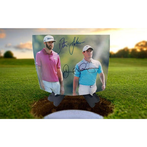 Dustin Johnson and Rory McIlroy PGA golf stars  8 by 10 photo signed with proof