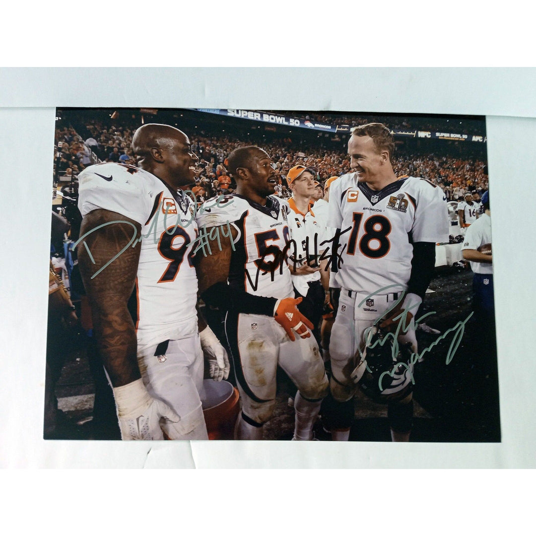 Peyton Manning, Von Miller, DeMarcus Ware Denver Broncos 11 x 14 photo signed with proof - Awesome Artifacts 