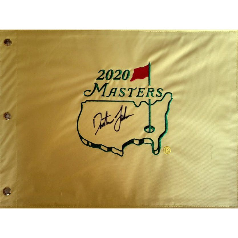 Dustin Johnson 2020 Masters flag signed with proof