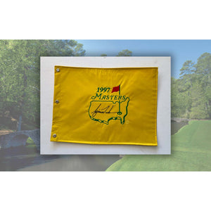 Tiger Woods 1997 Masters champion Masters Golf pin flag signed with proof