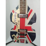Load image into Gallery viewer, Paul McCartney and Ringo Starr British flag Hofner bass guitar signed with proof
