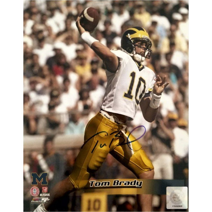 Tom Brady University of Michigan 8x10 photo sign with proof