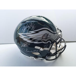 Jalen Hurts AJ Brown Dallas Goddard Devanta Smith Philadelphia Eagles Riddell Speed Authentic pro model helmet signed with proof