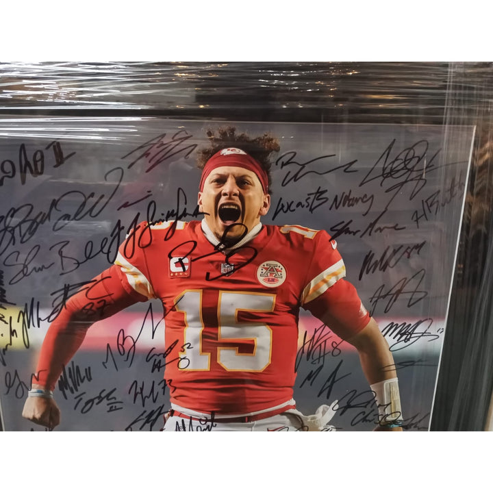 Patrick Mahomes Andy Reid 2022 Kansas City Chiefs framed team signed 16x20 photo signed with proof