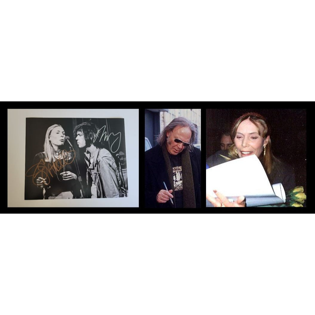 Neil Young and Joni Mitchell 8x10 photo signed with proof