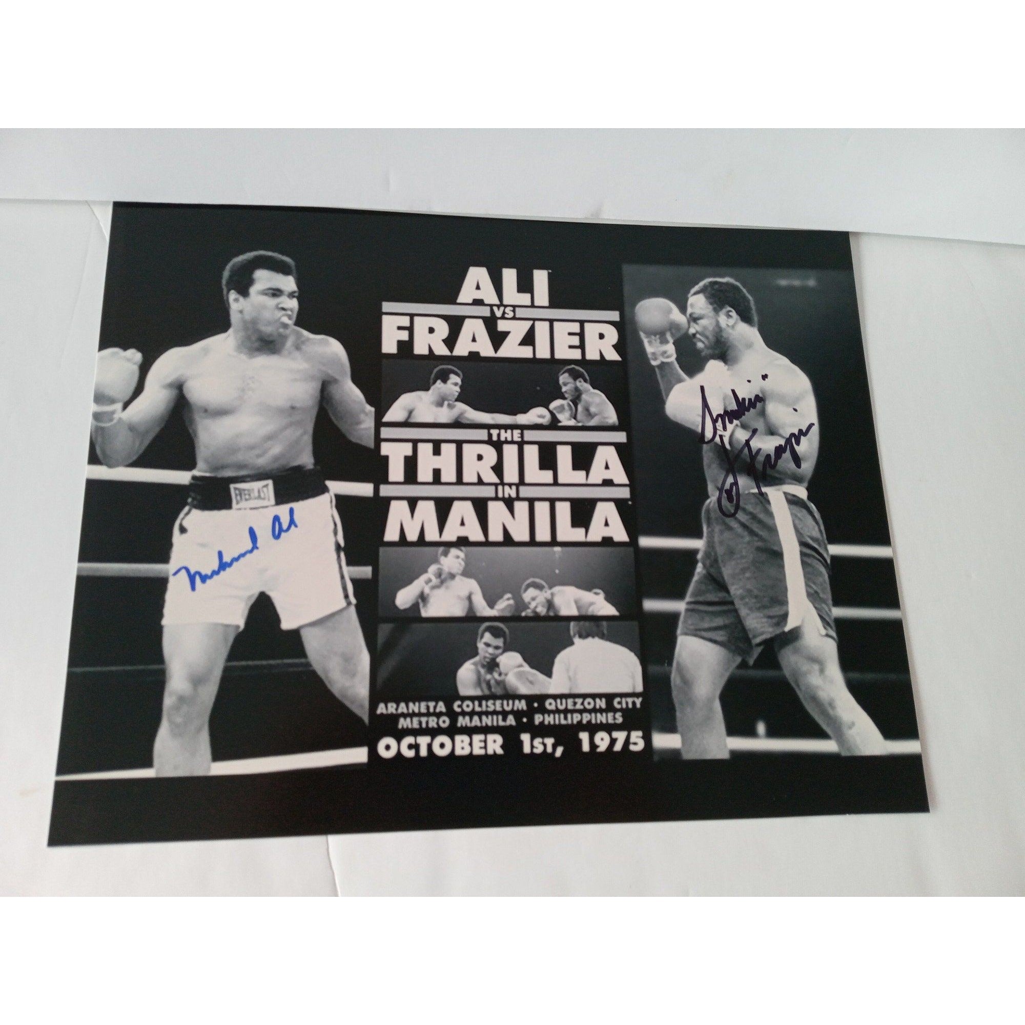 Muhammad Ali and Joe Frazier 11 by 14 photo signed with proof