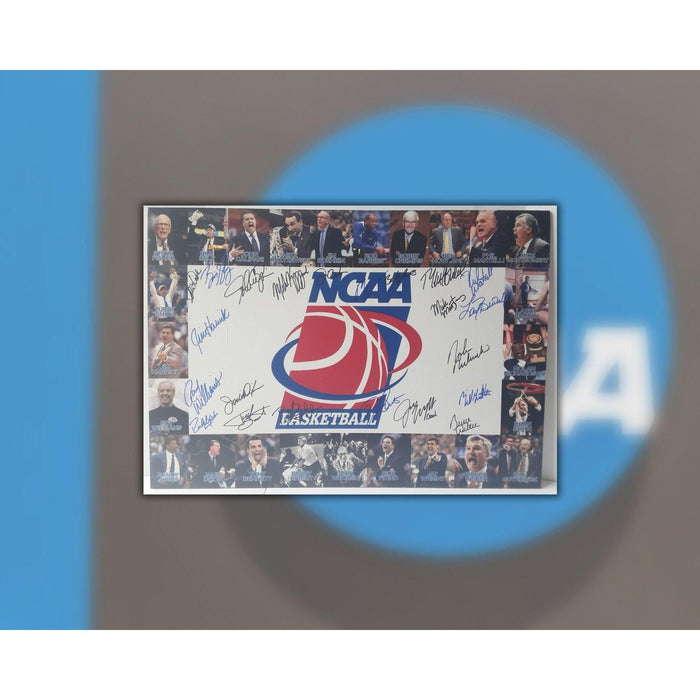 Mike Krzyzewski, Bobby Knight NCAA 24 all time great coaches signed with proof