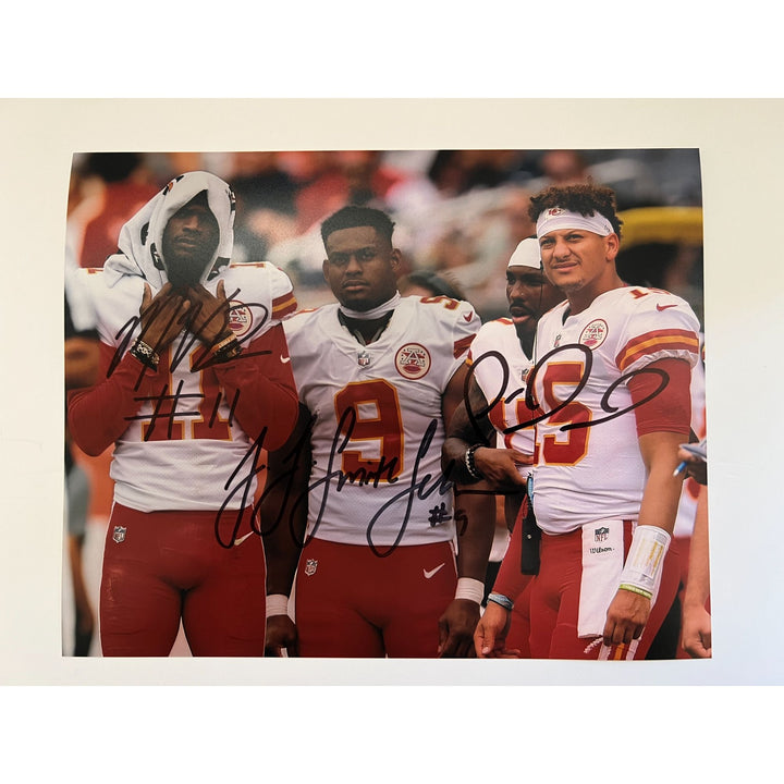 Patrick Mahomes JJ Smith Schuster Mercole Hardman Kansas City Chiefs 8x10 photo signed with proof