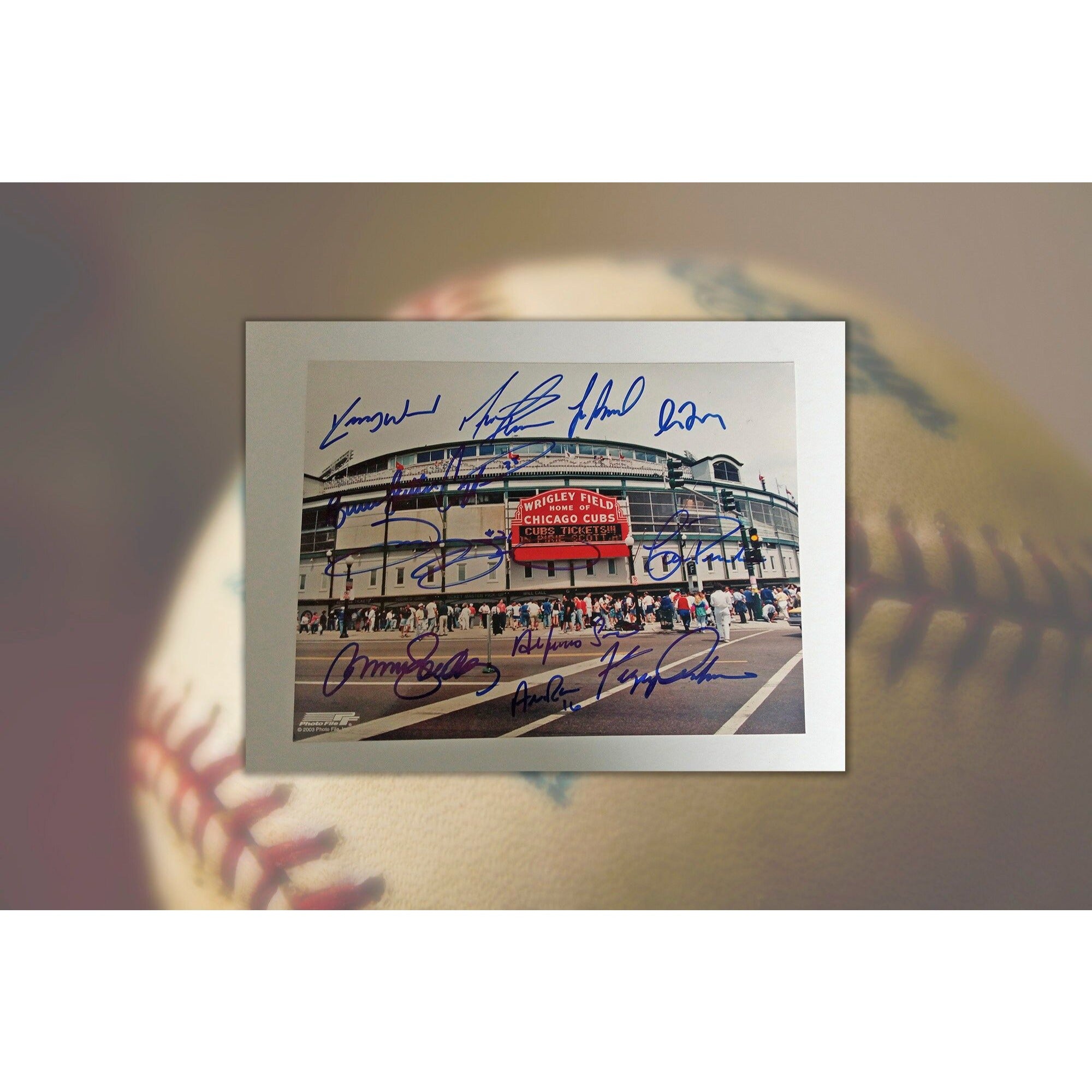 Ryne Sandberg, Bruce Sooter, Greg Maddux Chicago Cubs signed 8 by 10 photo signed with proof