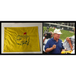 Load image into Gallery viewer, Jack Nicklaus and Tom Watson Masters pin flag signed with proof
