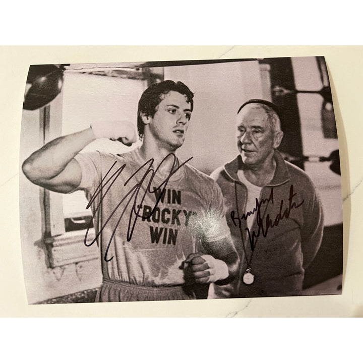 Sylvester Stallone "Rocky Balboa" and Burgess Meredith "Micky'' 8x10 photo signed with proof