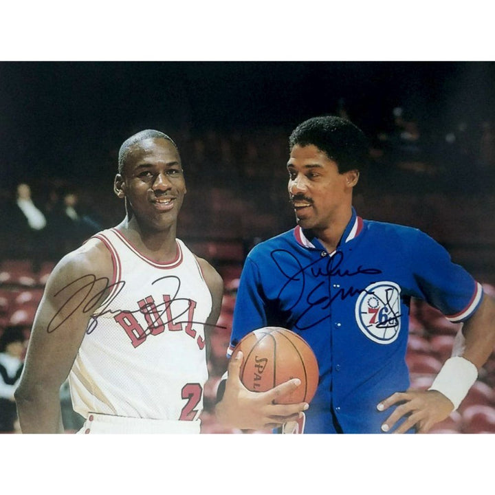 Michael Jordan Julius Dr J Irving 16x20 photo signed with proof