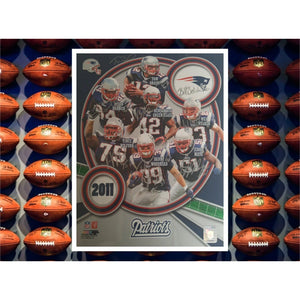 New England Patriots Tom Brady Deion Branch Wes Welker Bill Belichick Vince Wilfork 11 by 14 photo signed with proof