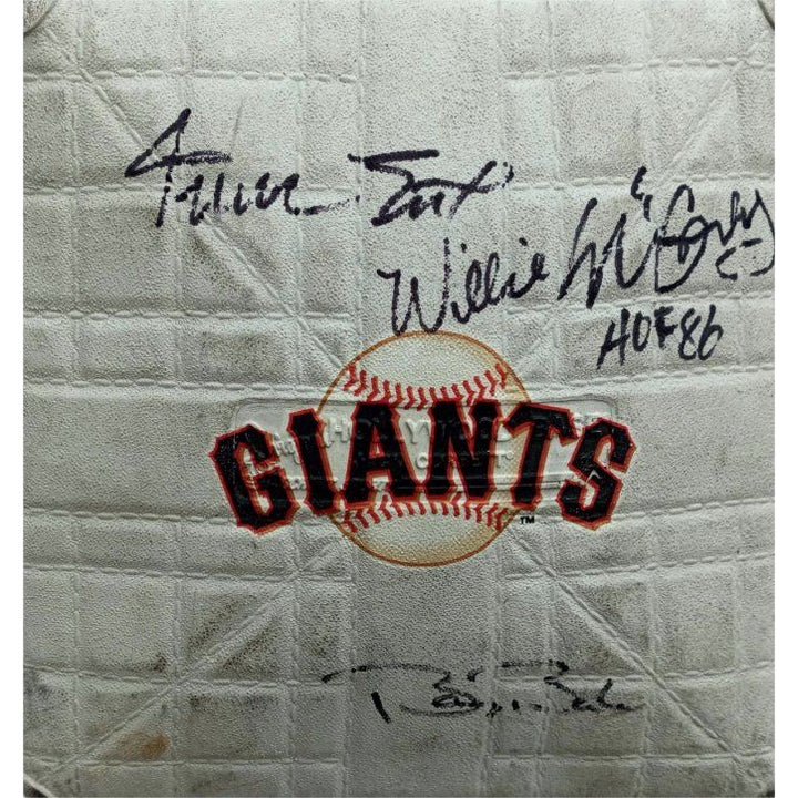 Willie Mays Willie McCovey Barry Bonds San Francisco Giants mini base signed - Awesome Artifacts 