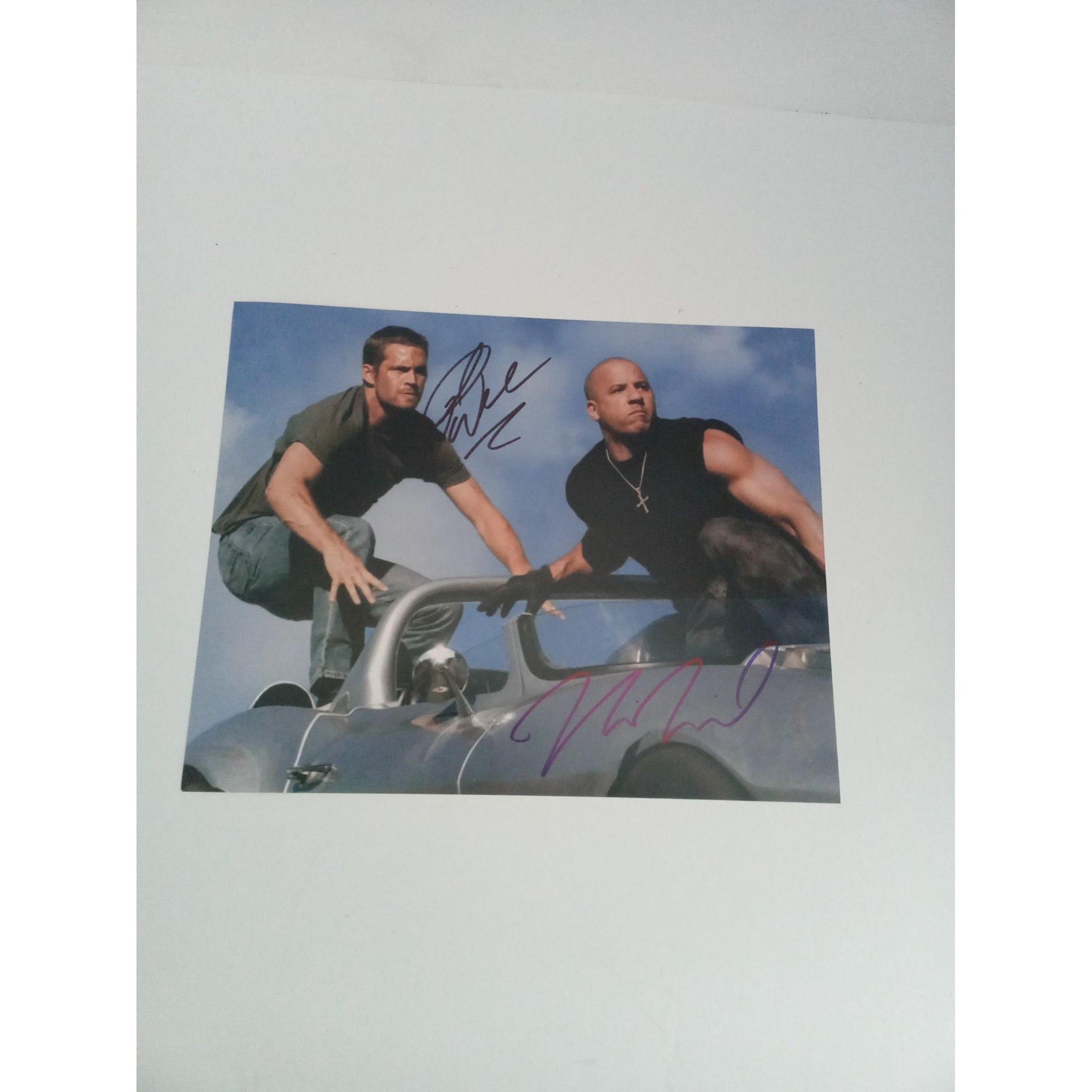 Fast and Furious Paul Walker and Vin Diesel 8 by 10 signed photo with proof