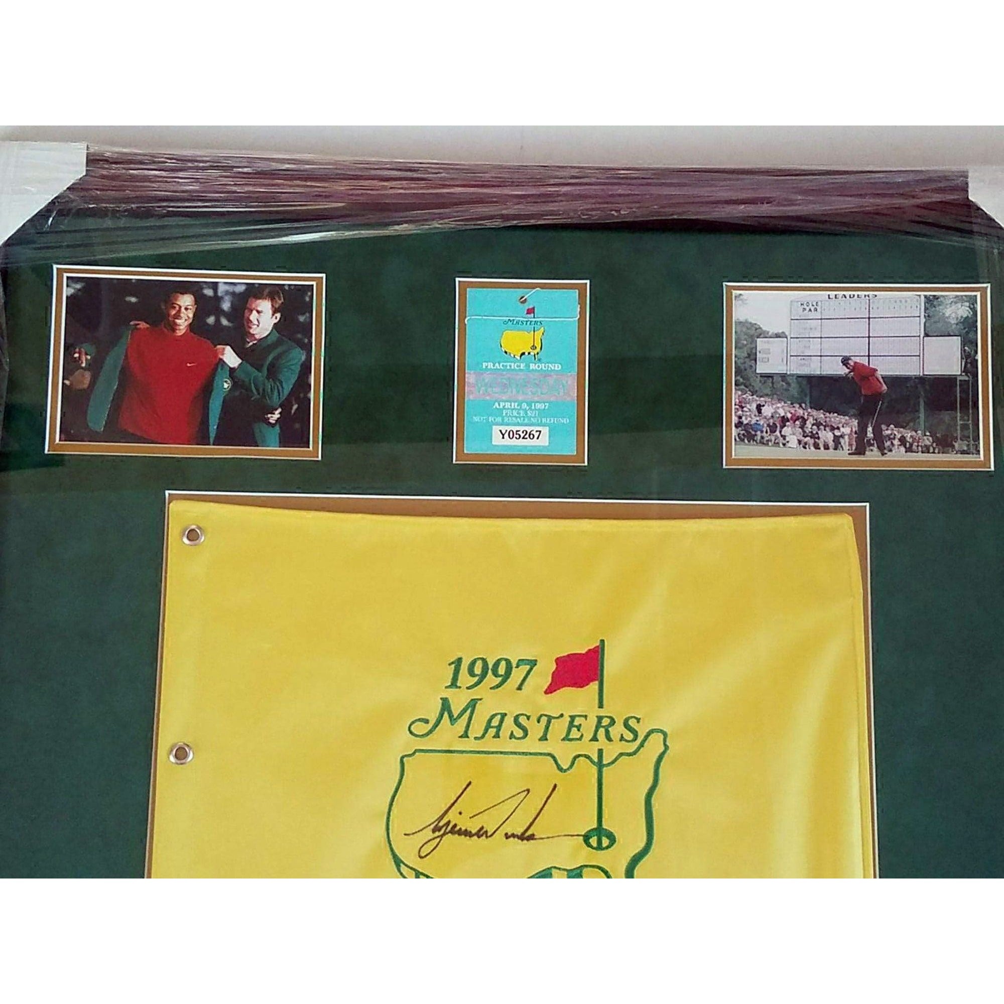 1997 Tiger Woods Masters flag signed and framed with proof