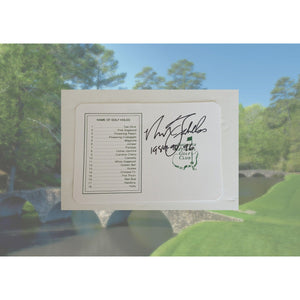 Nick Faldo Masters score card signed with proof