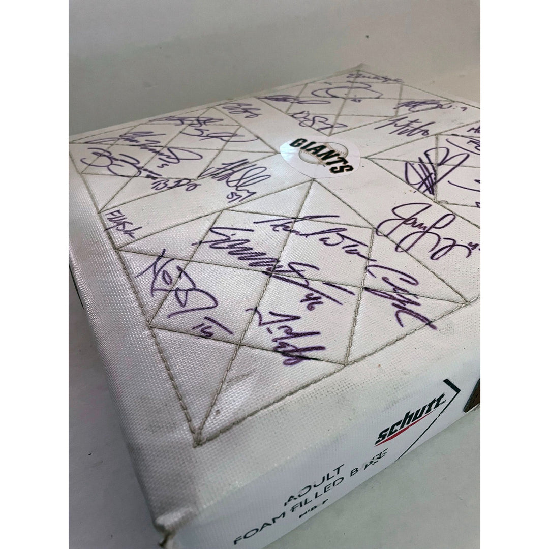 San Francisco Giants Buster Posey, Pablo Sandoval, Tim Lincecum World Series champs team signed base with proof - Awesome Artifacts 