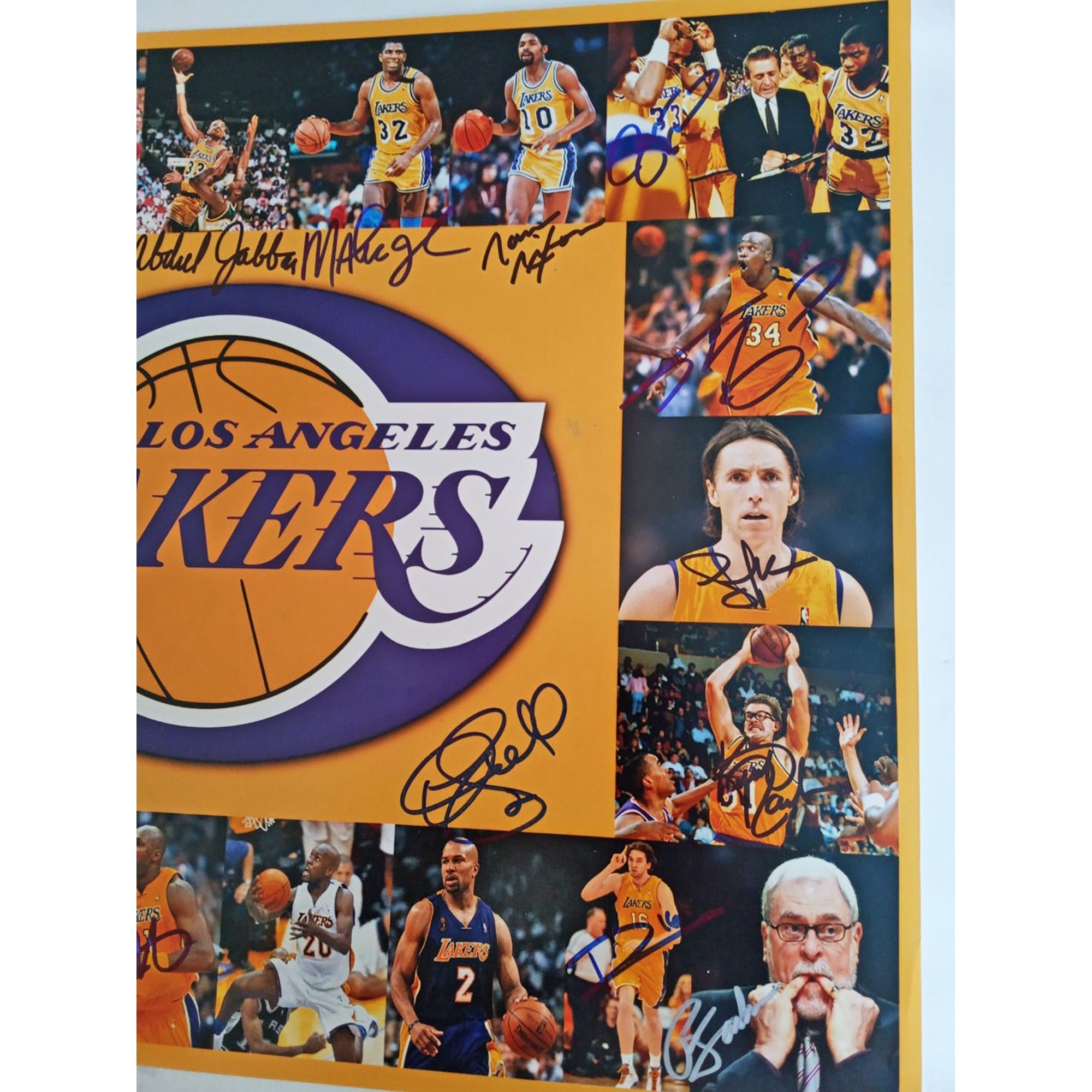 Los Angeles Lakers Kobe Bryant, Jerry West, Elgin Baylor, Shaquille O'Neal Magic Johnson 16 x 20 signed with proof