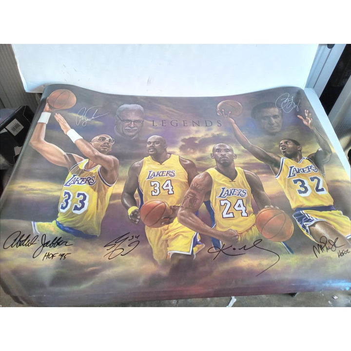 Kobe Bryant Earvin "Magic" Johnson Kareem Abdul-Jabbar 24 X 36 poster signed with proof