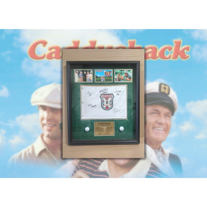 Caddyshack Bill Murray, Rodney Dangerfield, Chevy Chase golf pin flag signed and framed with proof
