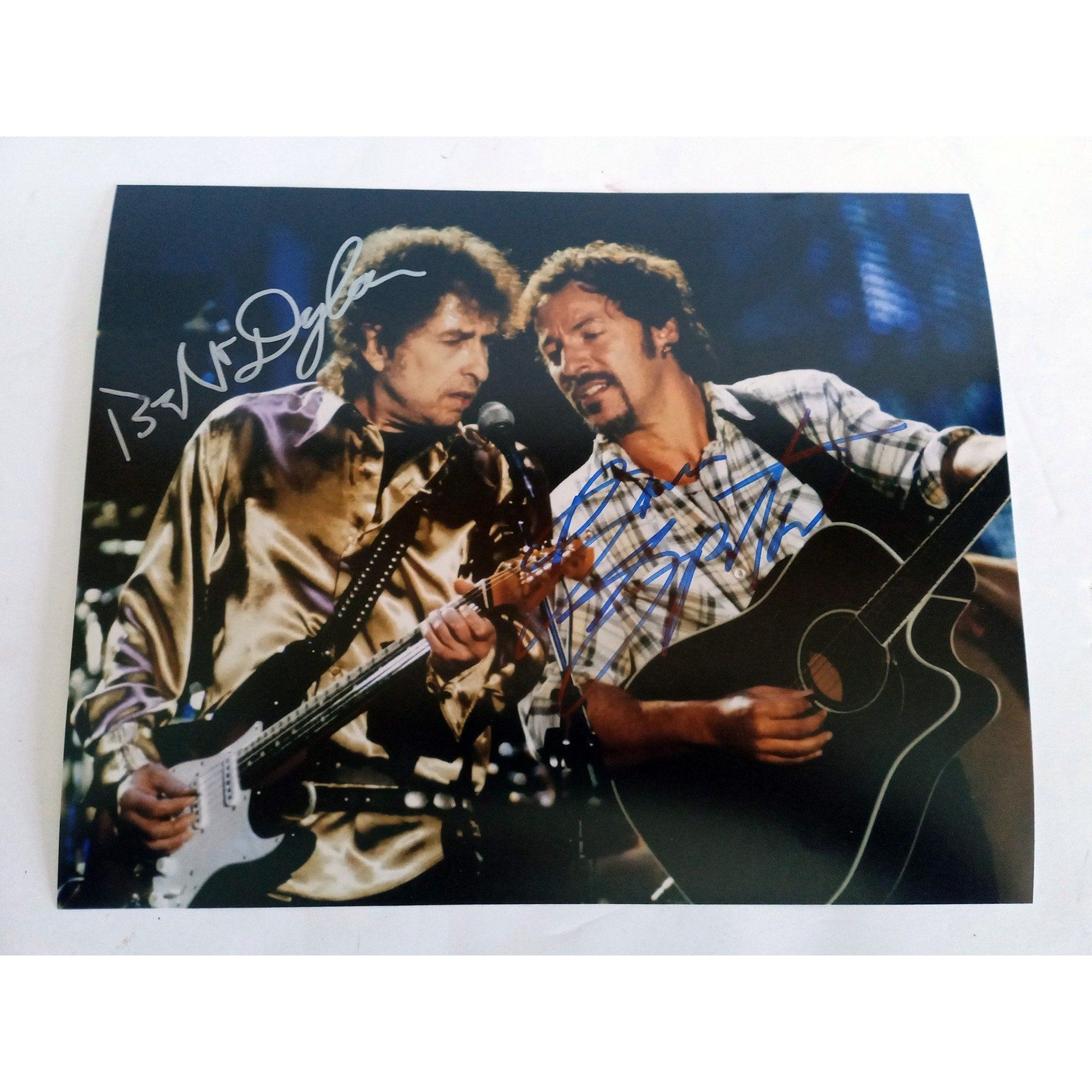 Bruce Springsteen and Bob Dylan 8 by 10 signed photo with proof