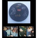 Load image into Gallery viewer, AC/DC Angus &amp; Malcolm Young, Brian Johnson, Phil Rudd, Cliff Williams 14-in Evans drum head signed with proof
