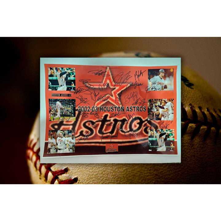 Jeff Bagwell Craig Biggio Lance Berkman 2002 Houston Astros team sign photo 13x19