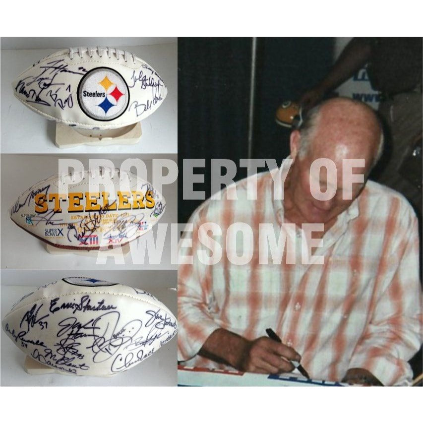 Pittsburgh Steelers Franco Harris Terry Bradshaw Lynn Swann 30 all-time greats full-size football signed