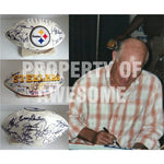 Load image into Gallery viewer, Pittsburgh Steelers Franco Harris Terry Bradshaw Lynn Swann 30 all-time greats full-size football signed

