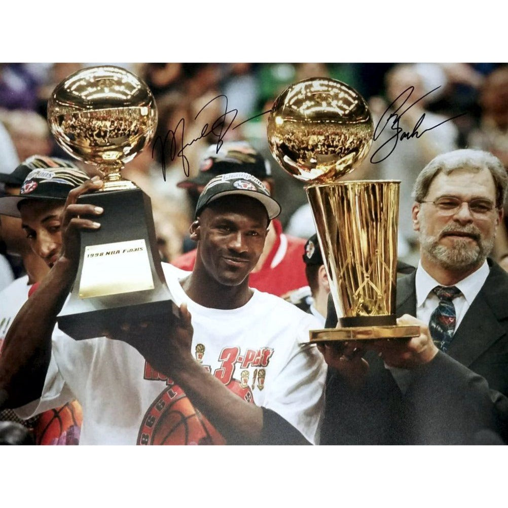 Phil Jackson Michael Jordan Chicago Bulls 16x20 photo signed with proof