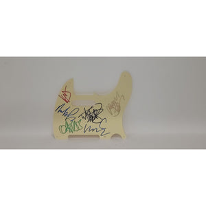 INXS vintage electric guitar pickguard signed with proof Michael Hutchence Andrew Farriss Tim Farriss, John Farris Kirk Pengilly, and Gary G