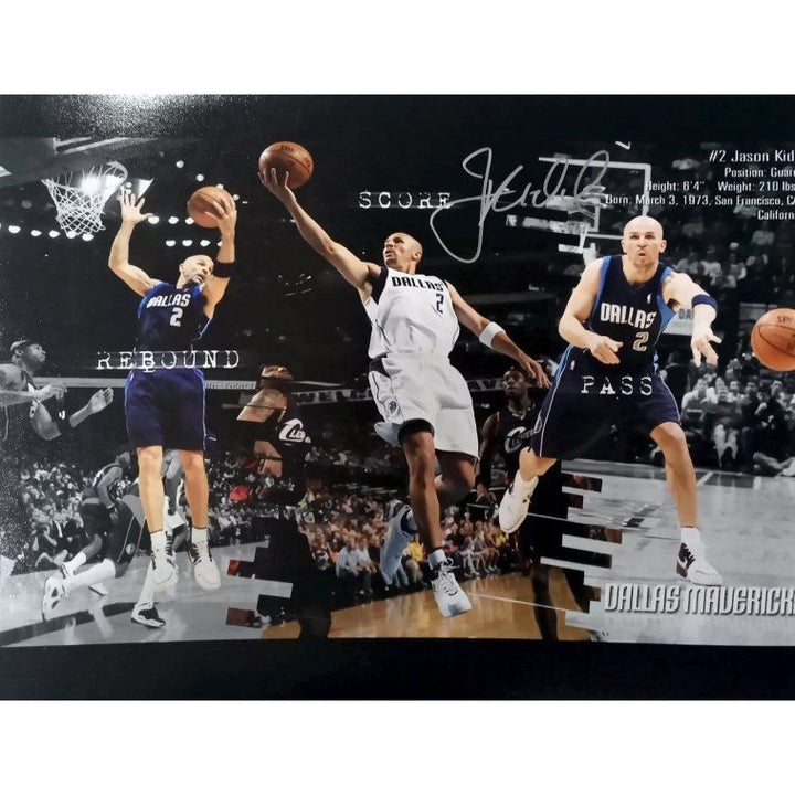 Jason Kidd Dallas Mavericks 11 by 14 photo signed