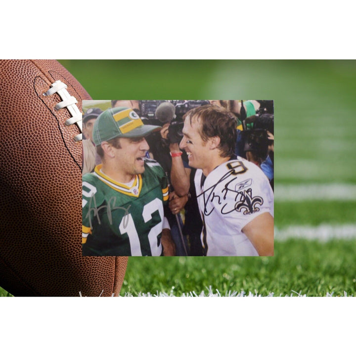 Aaron Rodgers and Drew Brees 8 by 10 signed photo with proof