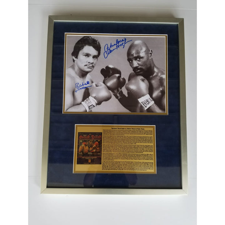 Marvin Hagler Roberto Duran 11x14 photo signed and framed with proof 24x20