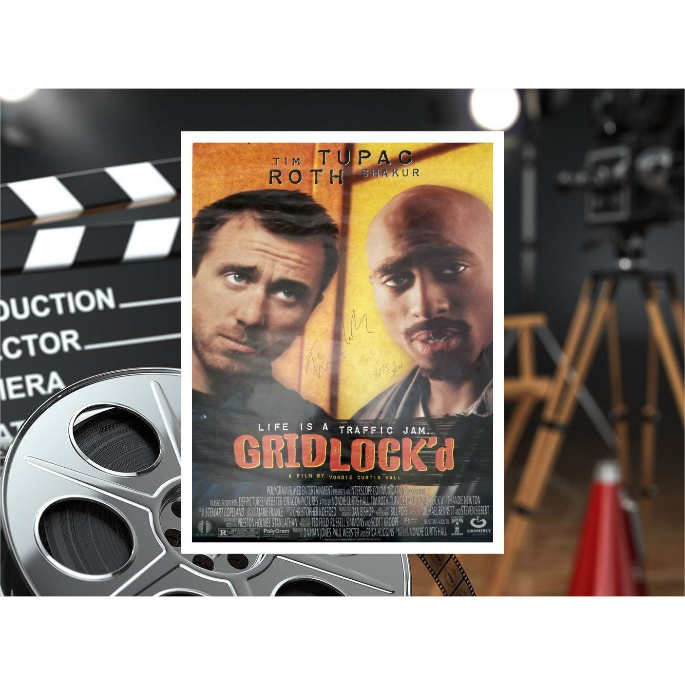 Tupac Shakur and Tim Roth gridlock original movie poster signed