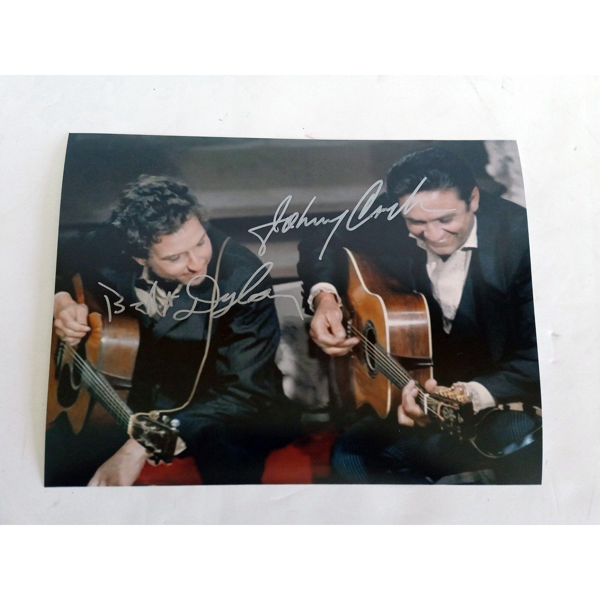 Johnny Cash and Bob Dylan 8 by 10 signed photo with proof