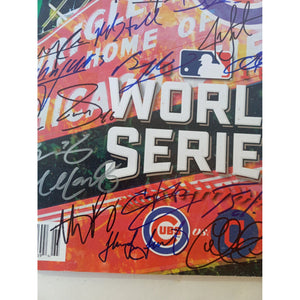 Chicago Cubs Ben Zobrist, Joe Maddon, Anthony Rizzo, World Series program signed with proof