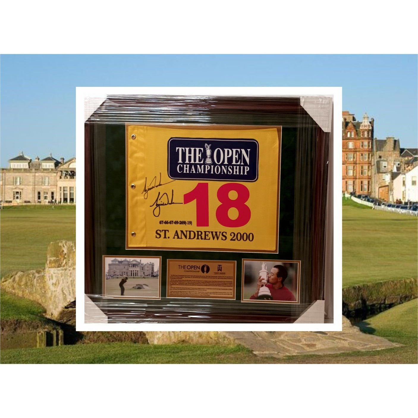 Tiger Woods 26x30 The Open Championship framed signed with proof