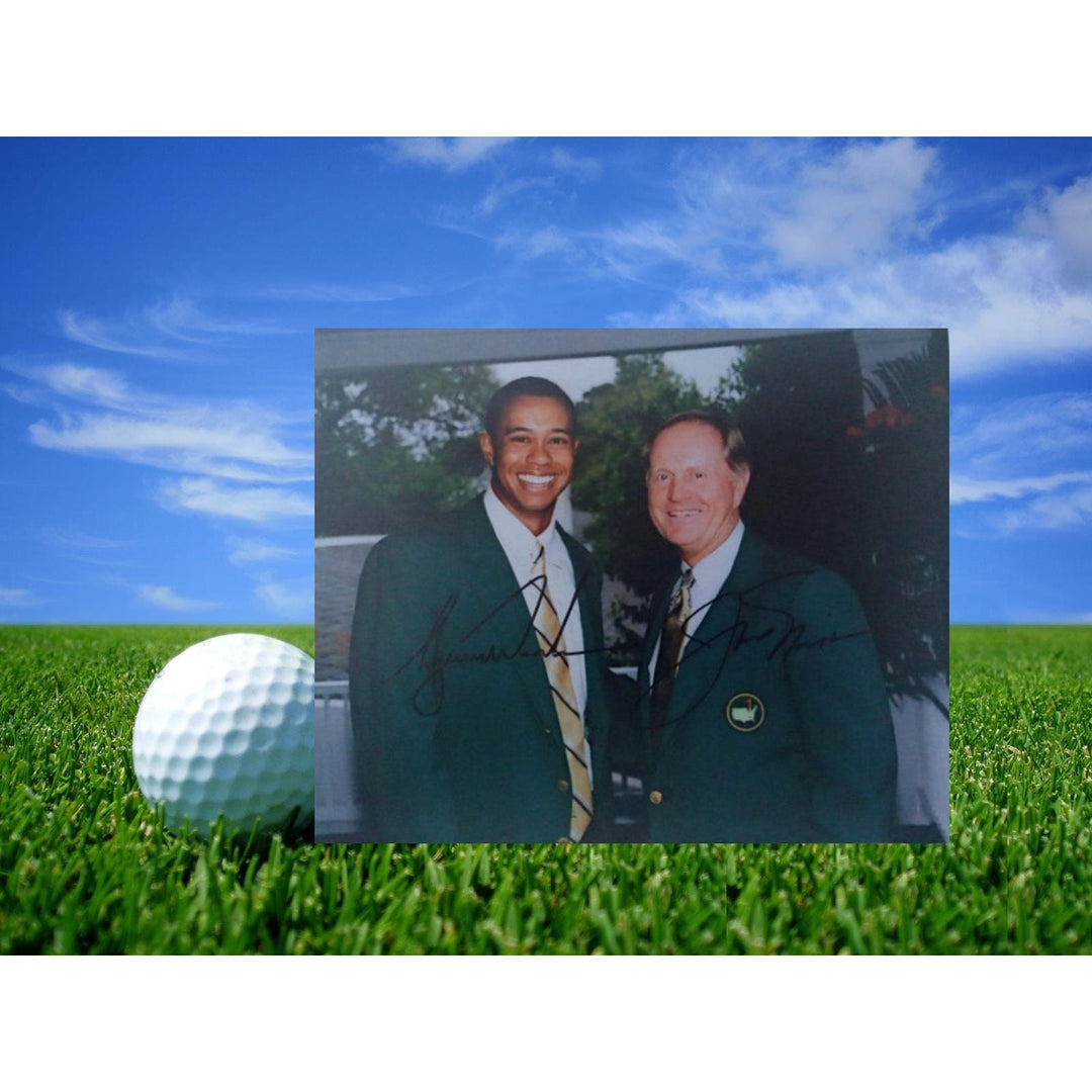 Tiger Woods and Jack Nicklaus 8 x 10 photo signed with proof - Awesome Artifacts 