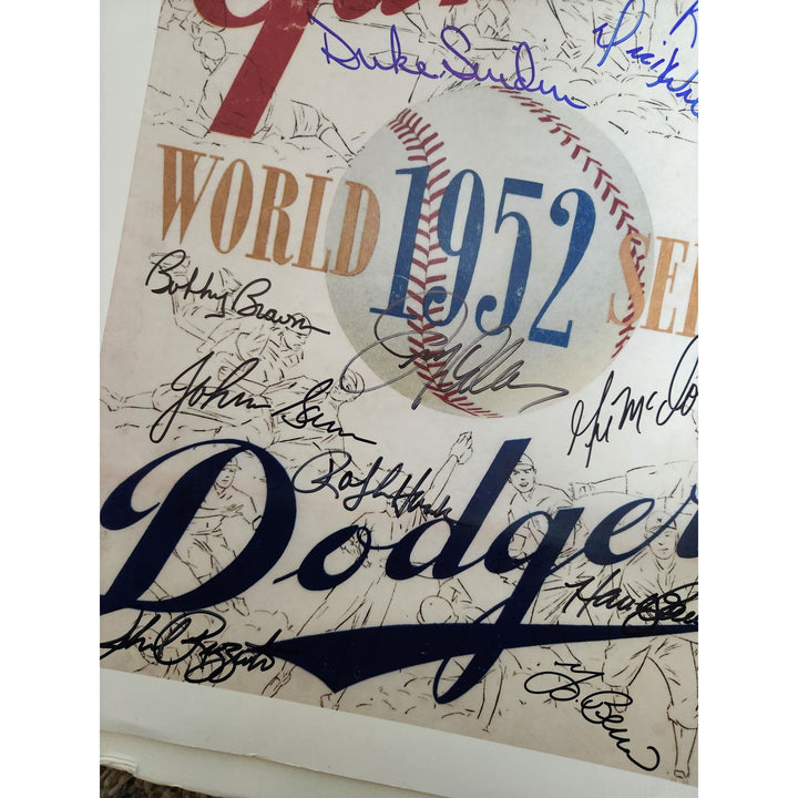 Duke Snider Preacher Roe Carl Erskine George shotgun Shuba Ralph Branca Phill Rizzuto Yogi Berra 1952 World Series 11x17 photo