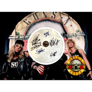 Axl Rose Slash Steve Adler Duff McKagan Guns and Roses tambourine signed with proof