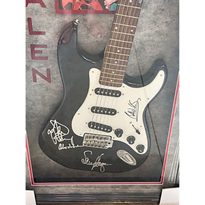 Van Halen group signed and framed guitar with proof