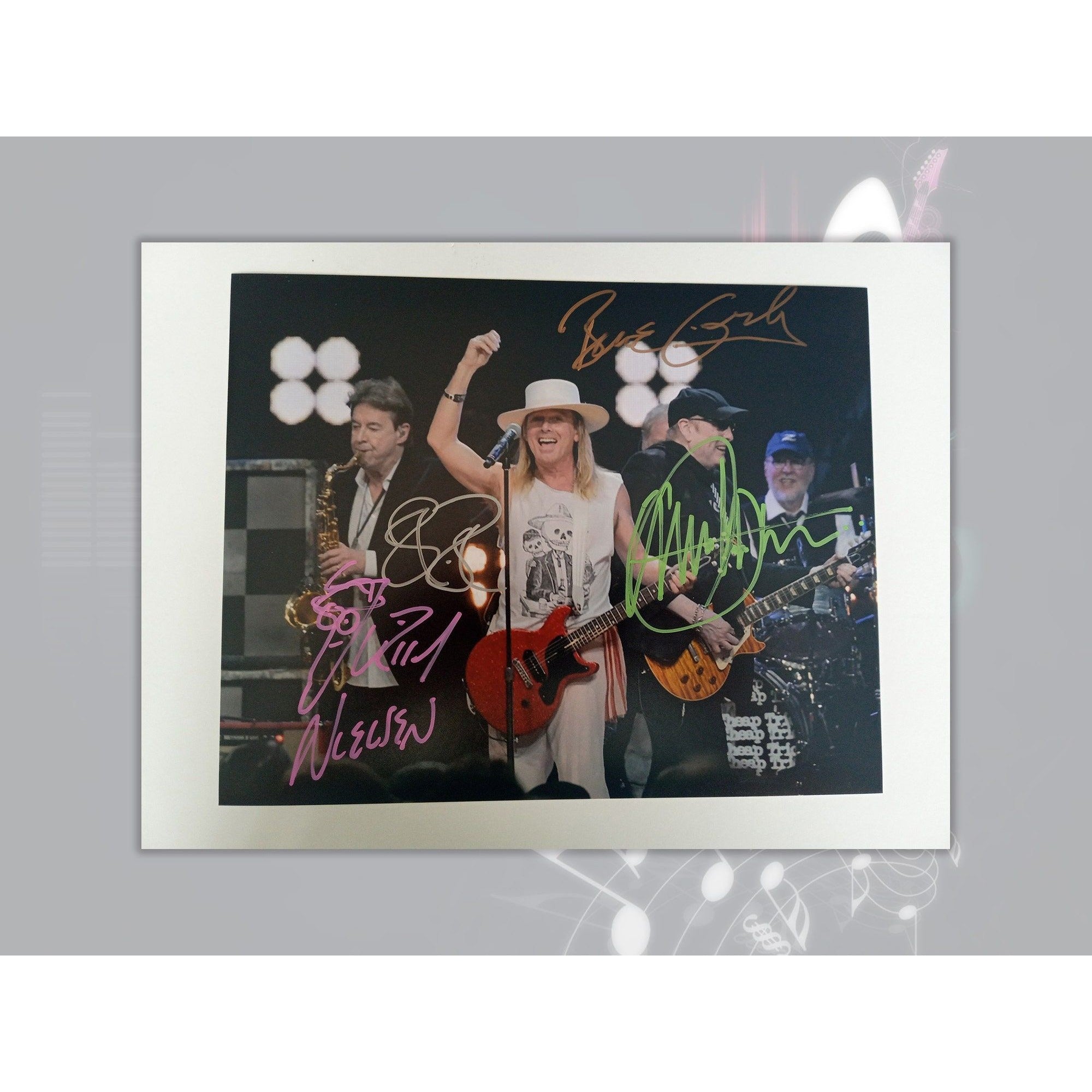 Cheap Trick Rob Zander, Bun E. Carlos, Rick Nielsen, Tom Peterson 8 by 10 signed with proof