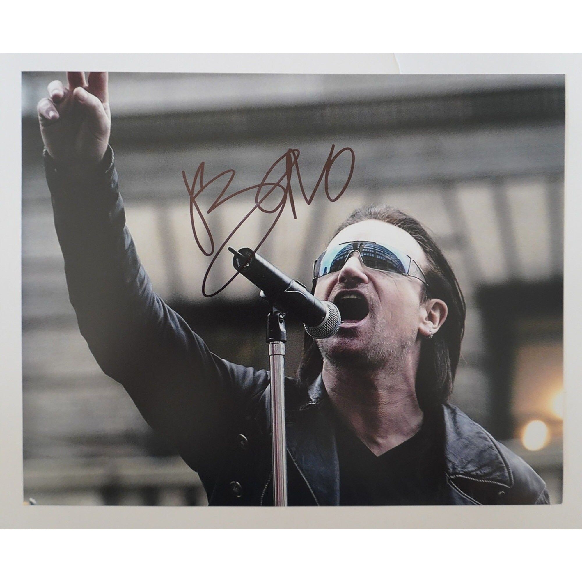 Paul Hewson Bono of U2 signed 8 x 10 photo with proof