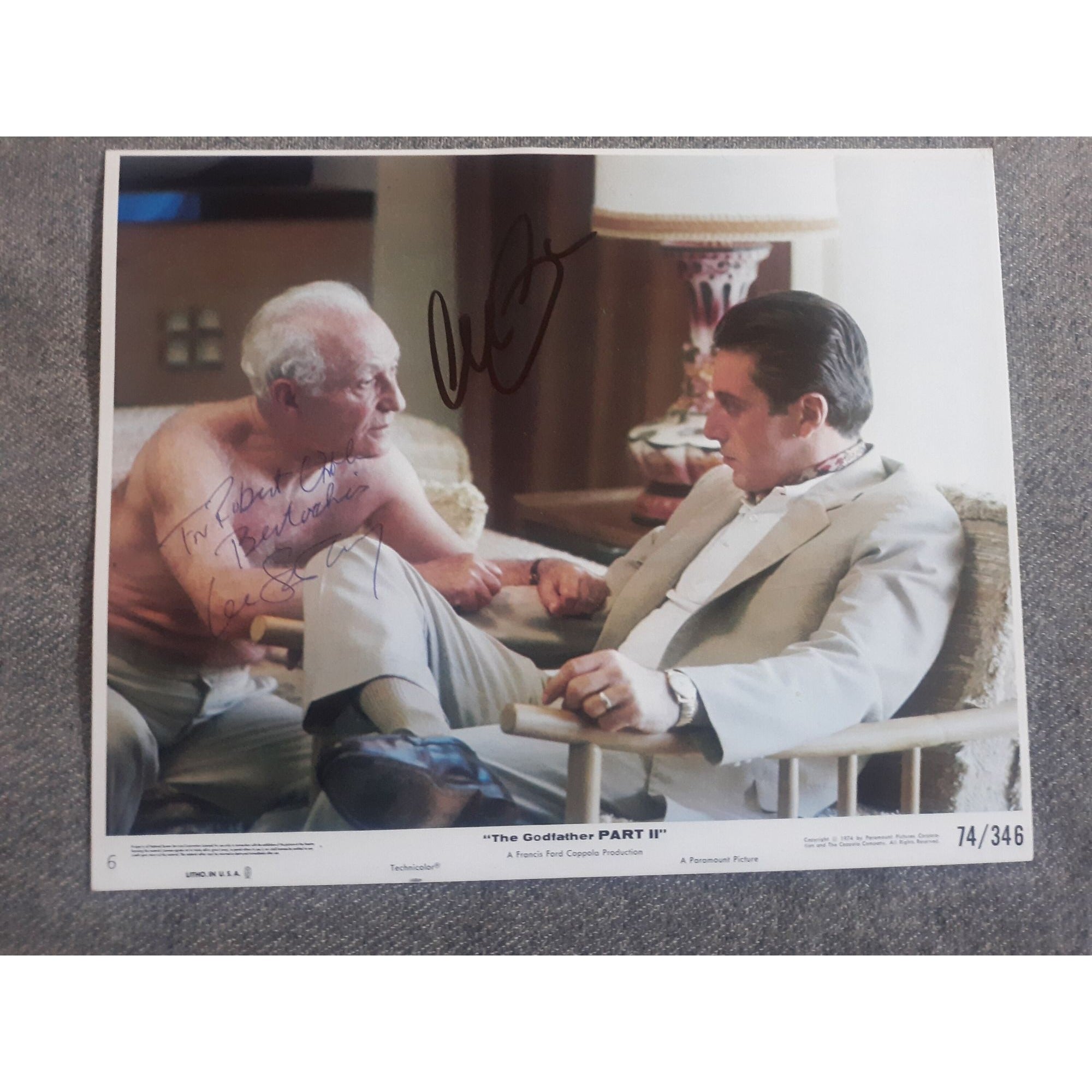 The Godfather Lee Strasberg and Al Pacino original Lobby card signed with proof