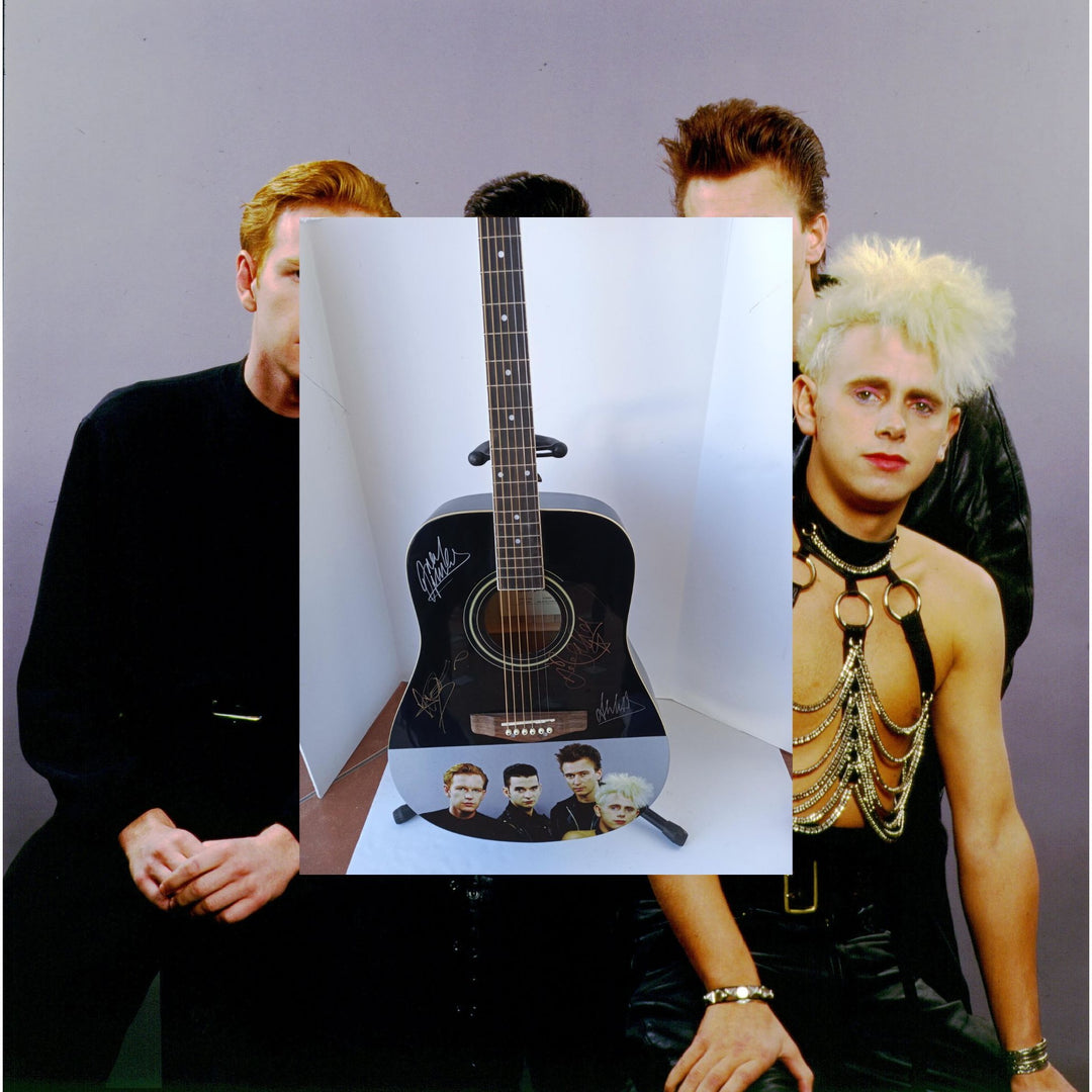 Depeche Mode David Gahan Martin Gore Andy Fletcher Alan Wilder One of a Kind full size acoustic guitar signed with proof