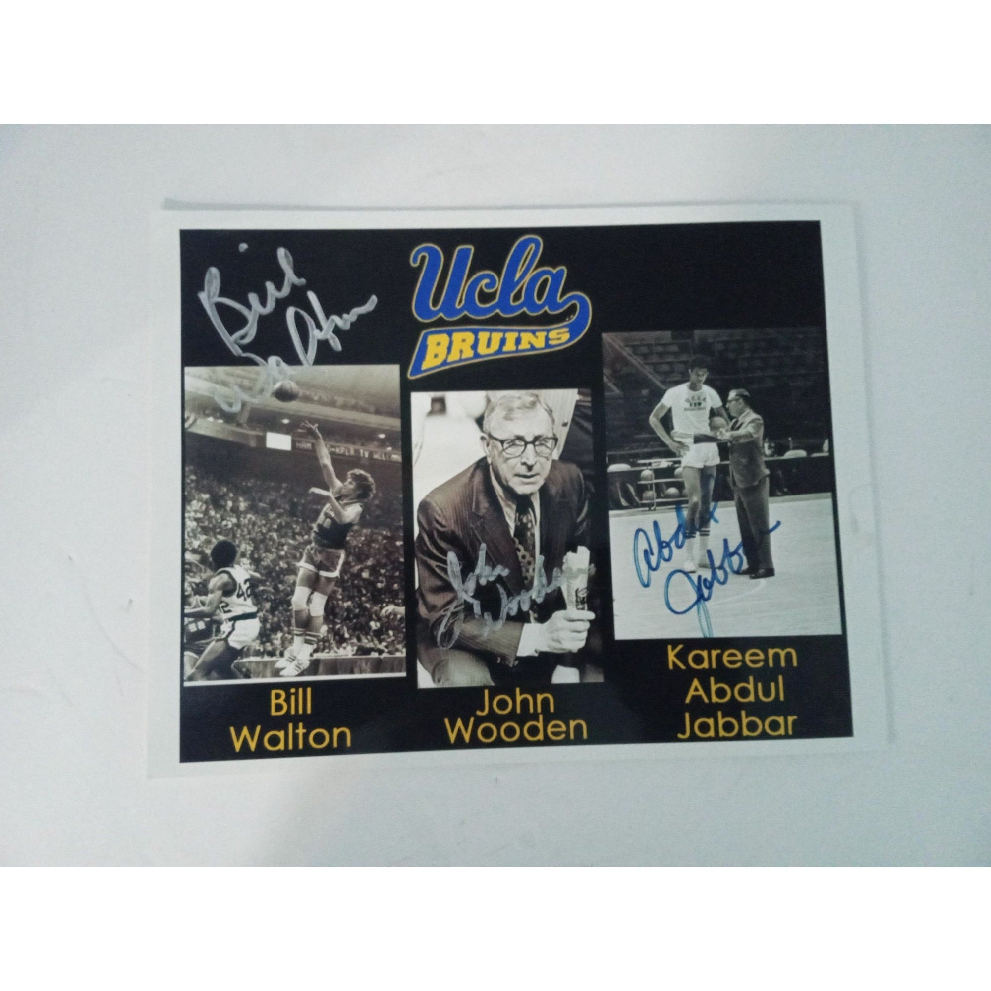 John Wooden, Bill Walton, Kareem Abdul-Jabbar 8 x 10 signed photo
