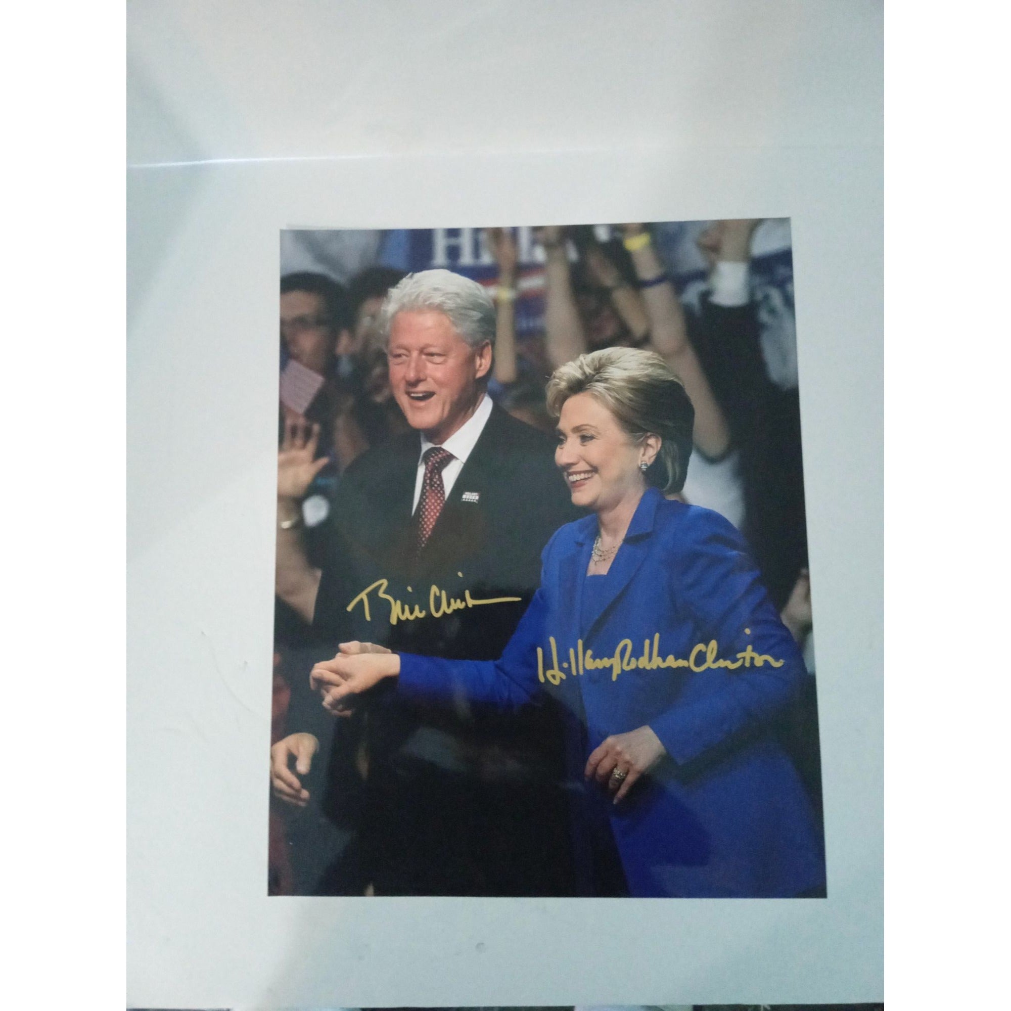 Bill and Hillary Clinton 11 by 14 photo signed with proof