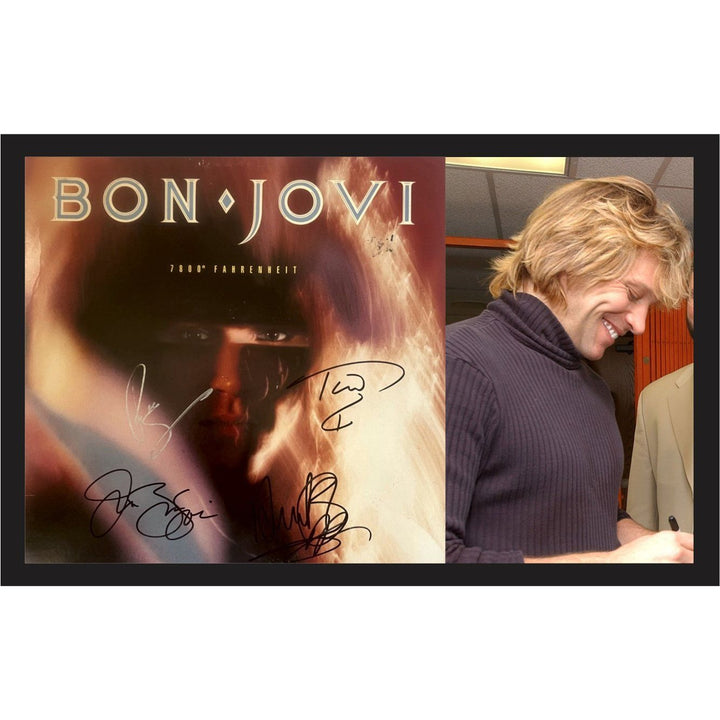 Bon Jovi 7800 Fahrenheit Richie Sambora Tiki Torres Jon Bon Jovi LP signed with proof